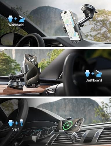 LISEN for iPhone 17 Car Phone Holder Mount, 2-in-1 Suction Cup Phone Mount for Car Dashboard Windshield and Air Vent Cell Phone Holder, Truck Phone Holder for iPhone 16 Pro Max Air 15 14 13 Plus Mini - Thumbnail 2