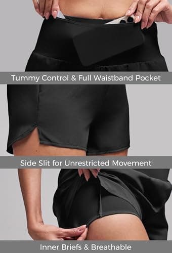 Alaroo Womens Athletic Shorts High Waisted Liner Running Shorts for Tennis Workout Gym Track Yoga with Pockets 2026 Black S - Thumbnail 5
