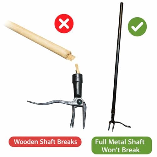 Vornilo All Black Stand Up Weed Puller 53 Inch Manual Weed Remover Tool Heavy Duty Metal Long Handle Root Removal Weeder with Reinforced Claw and Three Section Steel Shaft for Garden Lawn Yard Use - Thumbnail 4