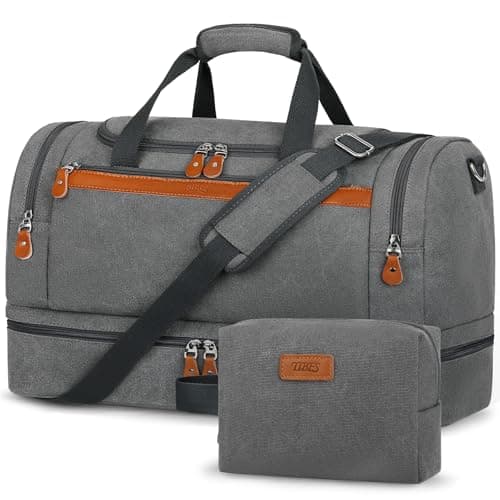 Duffle Bag for Travel, Expandable 50L Canvas Weekender Bag, Overnight Bag Travel Duffel Bag for Men Carry On Luggage with Removable Shoulder Strap, Durable & Water-Resistant - Image 1