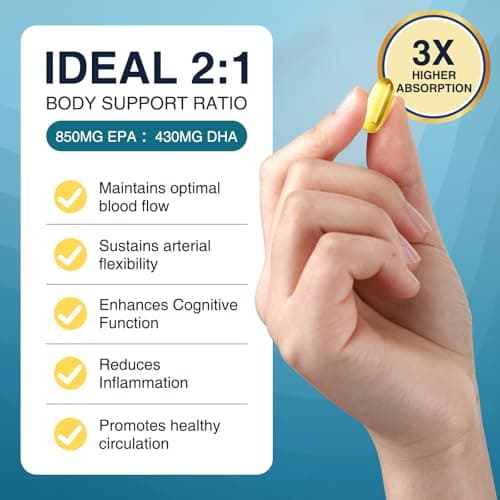 DRFOSTER Omega-3 Fish Oil 2000mg, High Content 1400mg Omega-3 with EPA & DHA, Easy-to-Swallow Softgels, Suppoets Heart, Brain, Immune Health, Non-GMO, 120 Softgels - Thumbnail 4