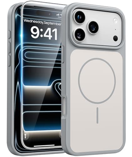 FNTCASE for iPhone 17 Pro Max Case Silver: [Compatible with Magsafe] [Magnetic Phone Cover with Screen Protector] Military Grade Shockproof Protective Dual-Tone Design‌ for 17 ProMax, 6.9 inch - Image 1