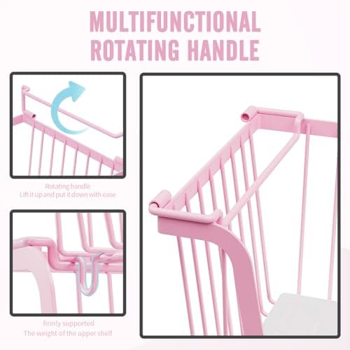 4 Pcs Stackable Wire Baskets for Pantry Organizers and Storage,pink, - Thumbnail 6