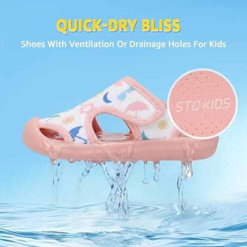 STQ KIDS Girls Water Shoe Cute Quick-Dry Non Slip Beach Swim Pool Shoes Breathable Sneakers Pink Love Toddler 7 - Thumbnail 6