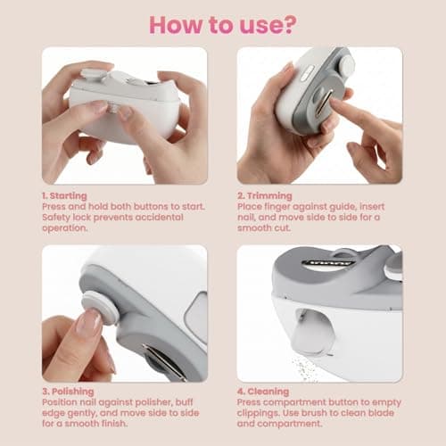 Electric Nail Clipper, Upgraded Electric Nail File with Adjustable Speeds, Automatic Nail Trimmer with LED Light & Storage, Safe for Baby Kids Adults Seniors, Gifts for Women Men Mom Senior - Thumbnail 6