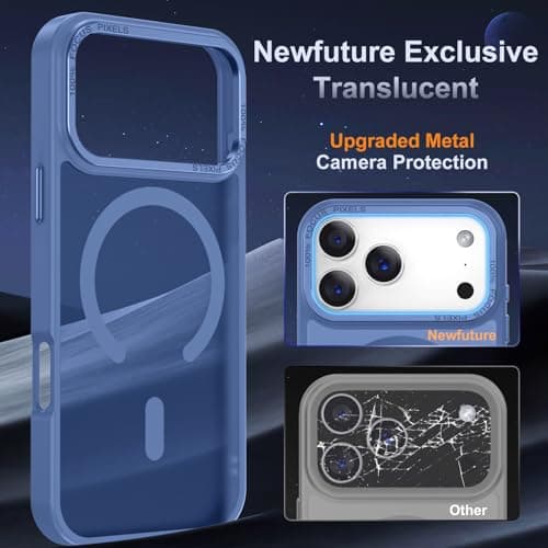 Newfuture Magnetic for iPhone 17 Pro Case [Compatible with Magsafe] [Military Grade Drop Protection] Translucent Matte Anti-Scratch Shockproof Protective Phone Cover 6.3 Inch, Light Blue - Thumbnail 4
