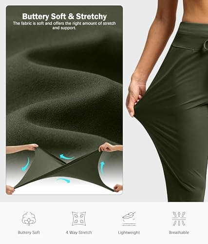 G Gradual Pants for Women High Waisted Golf Pants 2 Pockets 7/8 Ankle Sweatpants for Athletic Travel Casual Lounge Work, Army Green, X-Large - Thumbnail 5