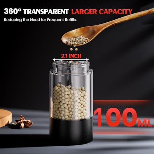 Electric Salt and Pepper Grinder Set Automatic Battery Pepper Mill Shakers Adjustable Coarseness Upgraded Larger Capacity with Led Home and Kitchen Appliances Birthday Gifts for Women Mom - Thumbnail 4