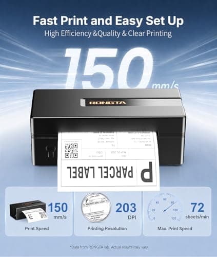 Rongta Bluetooth Thermal Shipping Label Printer: 4x6 Wireless Label Maker for Small Business - Compatible with Windows, Mac, iPhone& Android, Widely Used for Amazon Shopify Etsy(Black) - Thumbnail 6