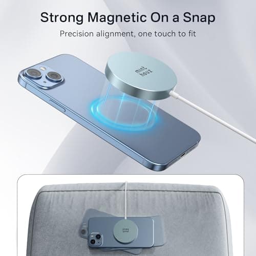 Minthouz 15W Fast Magnetic Wireless Charger, Mag Safe Charging Pad Compatible with iPhone 17 Pro Max/17 Pro/17, iPhone 16/15/14/13/12 Series, AirPods, Qi-Enabled Devices (Blue) - Thumbnail 3