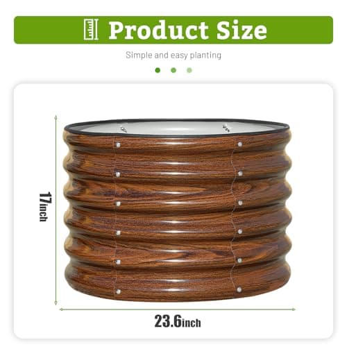 SnugNiture Raised Garden Bed, 2 PCS 2×2×1.5ft Round Galvanized Outdoor Planter Box, 17" Tall Deep Metal Garden Bed Kit for Planting Vegetables, Fruits, Flowers, Brown - Thumbnail 3