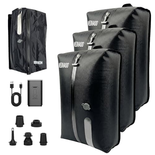 Travel Vacuum Bags with Pump, Luggage Compression Bags for Carry-On Suitcase & Backpack, Vacuum Seal Bags for Cloth Packing(3-Pack, Pump Included)