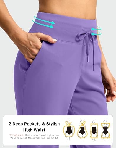 G Gradual Womens Pants High Waisted Golf Pants 2 Deep Pockets 7/8 Ankle Joggers for Athletic Travel Casual Lounge Work, Dark Lavender, Small - Thumbnail 4