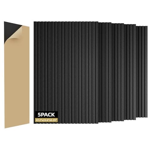 ZHOJEREL 5 Pack Sound Proof Foam Panels for Walls 47.2"x23.6" Large Acoustic Panels Sound Absorbing, Self-Adhesive Soundproof Wall Panels for Home Studio, Office, Recording, Black Black - Image 1