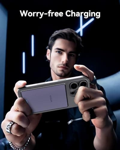 Kuulaa Magnetic Battery Pack 5000mAh, Ultra Slim Portable Charger with LED Indicator, PD 20W USB-C Fast Charging & Strong Magsafe Wireless Power Bank, Compatible with iPhone 17/16/15/14/13/12, Purple - Thumbnail 5