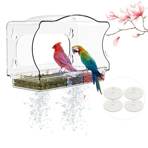 Window Bird Feeder Viewing Box - 10x6 Inches Clear Bird Feeder for Window with 4 Strong Suction Cups, 3 Compartment Trays, Birdfeeders Outside Hanging for Cardinal, Robin, Blue Jay - Image 1
