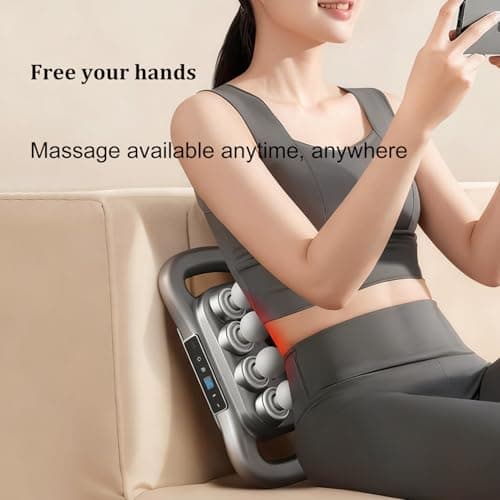 Back Massager for Relief Deep Tissue with Heat, 8 Heads Hands-Free Electric Back Massager, with 9 Modes & 9 Levels Deep Tissue Massage Gun for Pain Relief, Portable for Home & Office Use - Thumbnail 6