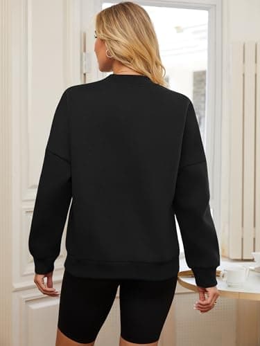 GEMLON Womens Button Down Sweatshirts Jackets Long Sleeve Casual Loose Outwear with Pockets Black 2XL - Thumbnail 3