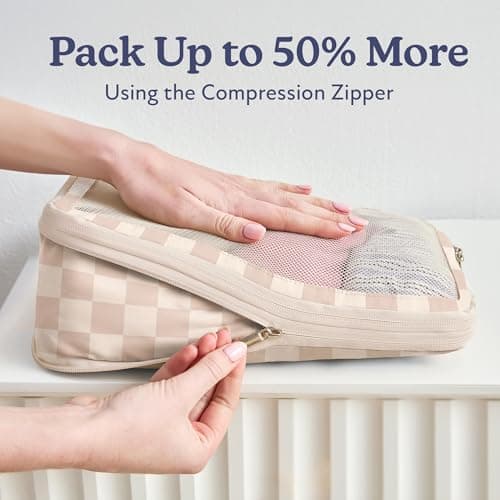 Vandel Space-Saving Compression Packing Cubes for Women with Hanging Toiletry Bag, Laundry Bag, Compressible Carry On Suit Case Organizer Luggage Packing Cubes for Travel Compression Organizer Bags - Thumbnail 2
