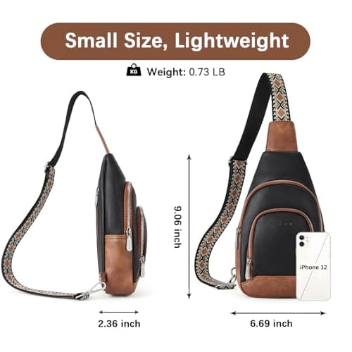 BOSTANTEN Sling Bag for Women Leather Crossbody Bag Vintage Cross Body Purse for Travel with Guitar Strap, Bohemian Style - Thumbnail 3