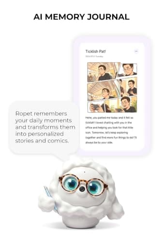 ropet AI Pet Interactive Robotic Companion Robot, Emotional Support for Kids and Adults, AI Desk Emo Robots, Anxiety Relief Comfort Gift (Including Colorful Charging Base) - Thumbnail 4