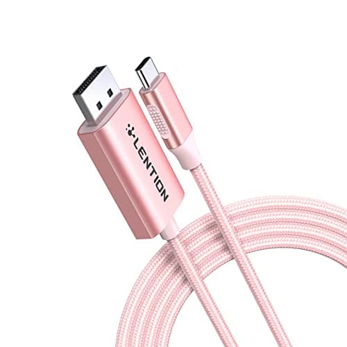 LENTION 6FT USB C to DisplayPort Cable Adapter (4K@60Hz,2K@165Hz), Type C to DisplayPort Cord Compatible with 2025-2016 MacBook Pro/Air, 2026 MacBook Neo, iPad/Surface/Mac mini,Dell(2M,Rose Gold)