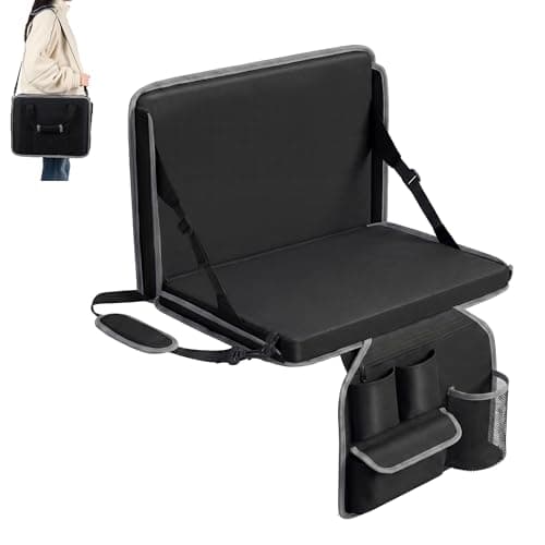 Dragosum Stadium Seat with Back Support and Cushion, Portable Folding Bleacher Chair with Cup Holder, Zipper Pocket and Shoulder Strap for Outdoor Activities - Image 1