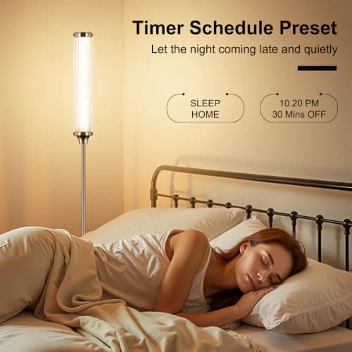 FRIDEKO HOME Floor Lamp, Smart RGBCW LED Color Changing Ambient Lighting for Living Room & Gaming Decor, Standing Lamp with App & Remote Control, Tall Corner Lamp for Bedroom, 12W 1500LM, Gold - Thumbnail 5