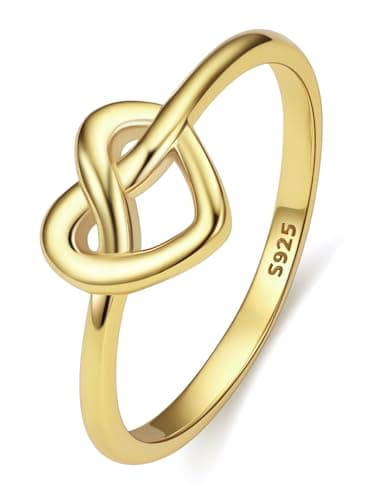 Bestyle Hypoallergenic Silver Gold Ring for Women, Cute Minimalist Heart Celtic Ring, Infinity Love Gold Ring for Promise Engagement Wedding, Gift for Christmas Valentine's Day,Size 10 - Image 1
