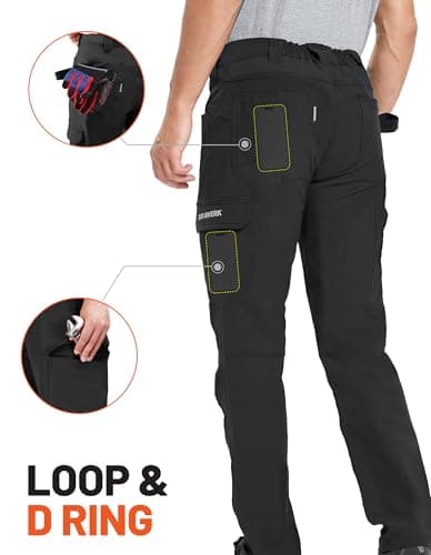 DURAWERK Men's 4-Way Stretch Cargo Pants, Work Pants, Durable Tactical Pants, Lightweight EDC Hiking Pants, Multi Pockets Hunting Pants for Outdoor Traveling Camping Fishing (Black, 34WX30L) - Thumbnail 6