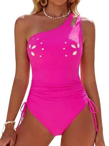Dridreo Women' s One-Piece Swimsuit Tummy Control Slimming Bathing Suits Modest Swimwear 2026 Hot Pink XL - Image 1
