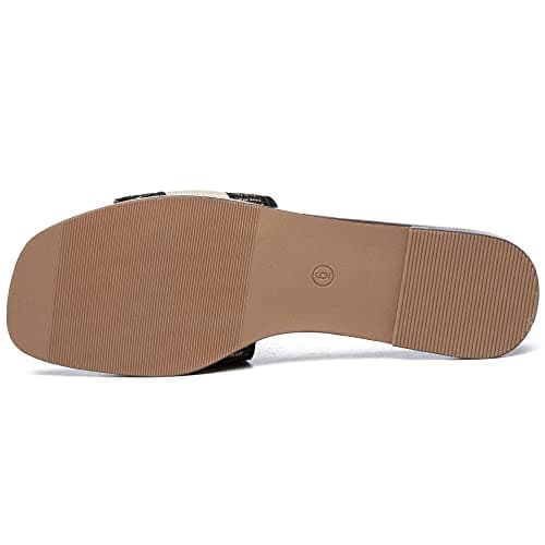 Athlefit Women's Slides Summer Fashion Slip On Flat Sandals Dressy Black Multi Size 10 - Thumbnail 5