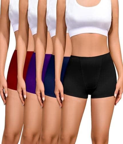 Nexgenz Cotton Boyshort Underwear for Women Cotton Boxer Briefs for Women Underwear Shorts 4 Pack Dark Purple/Fuchsia/Navy Blue/Black Large 2" Inseam - Image 1