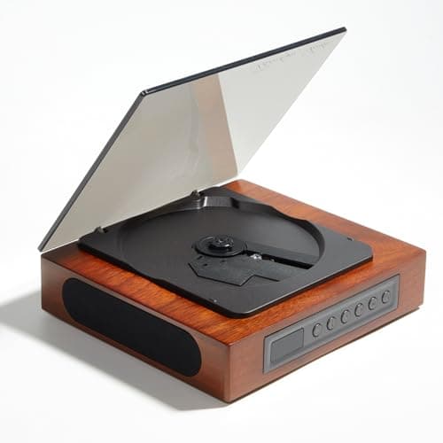 Portable Bluetooth CD Player for Home, Retro Desktop CD Player with AUX/SPDIF Output for External Speakers, CD/CD-R/MP3 Playback, Remote Control, Wooden Design