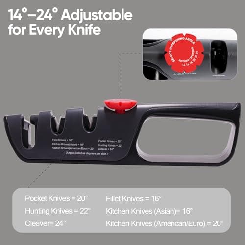 USELUCK Knife Sharpener, 6 Adjustable Sharpening Angles, Diamond-Coated Ceramic Stones for Kitchen, Professional & Pocket Knives - Coarse & Fine - Thumbnail 3
