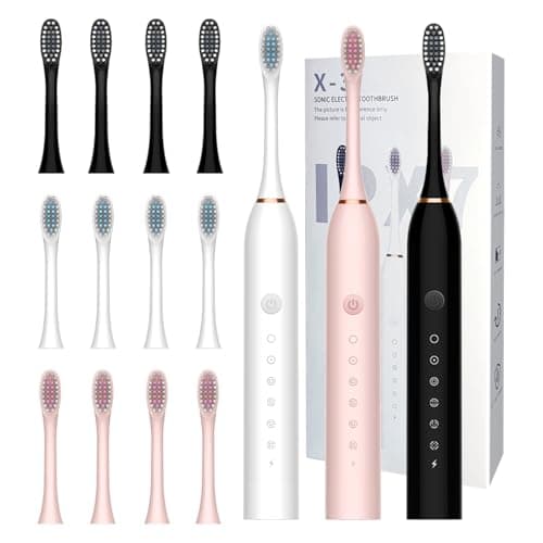 MSETGRD 3 Pack Electric Toothbrush for Adults,6 Mode Rechargeable Electric Toothbrushes with 12 Replacement Brush Head, Fast Charge 2 Min and 30s Timer for Travel Business - Image 1