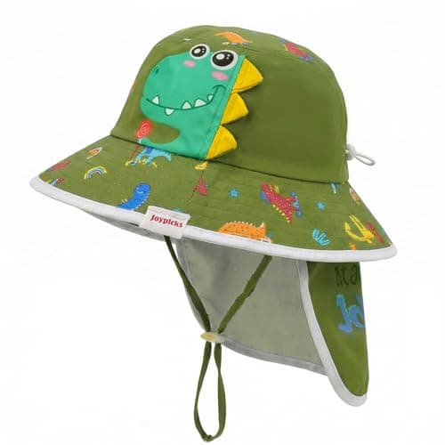 Kids Sun Hat Age 4-14 Years UPF 50+ Sun Protection, Detachable Rear Neck Flap Wide Brim Summer Beach Bucket for Boys Girls Green - Image 1