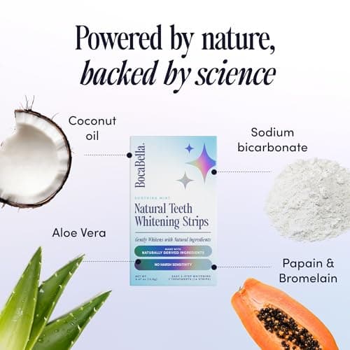 Natural Teeth Whitening Strips – Peroxide-Free, Enamel-Safe & Sensitivity-Free | 7 Treatments | Papaya & Pineapple Enzymes + Coconut Oil | Gentle Daily Stain Removal for a Brighter, Whiter Smile - Thumbnail 3