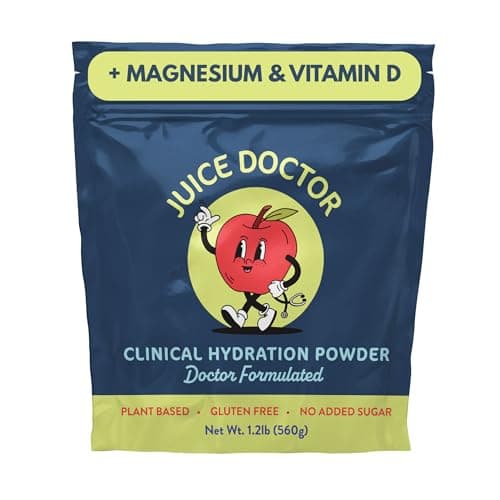 Juice Doctor Hydration Powder Electrolytes, Electrolyte Drink Mix for Dehydration Relief, Apple Juice Powder, Magnesium Citrate, Vitamin D, 1.2lb (560g / 28 Servings) - Image 1