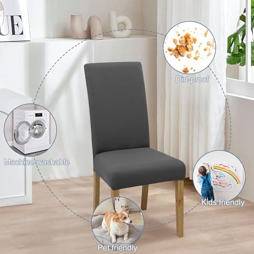 BIETYONE Chair Covers,Dining Room Chair Covers Set of 6,Stretch Kitchen Chair Cover,Washable Dining Chair Cover,Parsons Chair Slipcovers Protective,for Home,Restaurant,Banquet - Thumbnail 6
