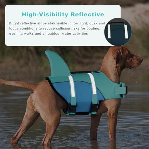 Doglay Shark Dog Jacket - Ripstop Life Vests for Swimming Boating with Rescue Handle & Adjustable Fit for Small to Large Dogs - Thumbnail 5