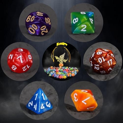 QMay DND Dice Set - 20x7 (140 Pieces) Polyhedral Dice, 20 Colors D&D Dice for Dungeons and Dragons Tabletop Role-Playing Games with 1 Drawstring Bag - Thumbnail 2