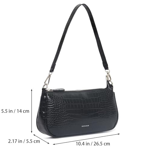 Barabum Retro Classic Clutch Shoulder Tote HandBag with Zipper Closure for Women (2-Black) - Thumbnail 4