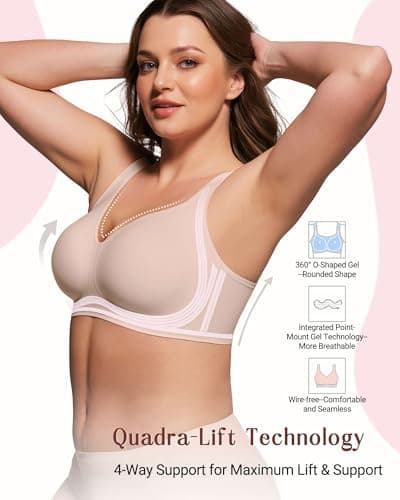 As Fairy Supportive Wireless Bras for Women Plus Size Full Coverage Bra Seamless Comfort Bralette with Lift(Skin Color 34D) - Thumbnail 2