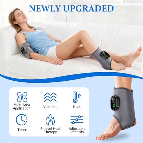 3-in-1 Foot Massager with Super Long Battery Life, USB Charging, 3 Vibration Modes, 6-Speed Temperature Control, Circulation and Pain Relief for Foot Relaxation, Ideal Mothers Day Gift,Grey 2Pack - Thumbnail 5