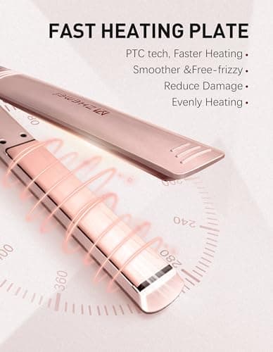 ZM ZHEMEI Hair Straightener, 1 Inch Flat Iron Hair Straightener with LED Display, Professional PTC Ceramic Negative Ion Hair Iron Dual Voltage for Women Hair, Heats up to 446°F, 6 Temps (Rosegold) - Thumbnail 3