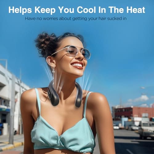 Hotsales Neck Fan, Hands Free Bladeless Neck Fans Portable Rechargeable, 6000 mAh Battery Operated Wearable Personal Fan, Cooling Neck Fan, 3 Speeds, USB Fan Gifts for Men, Women, Travel, Outdoor - Thumbnail 2