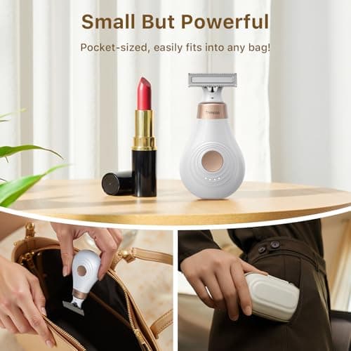 Trimcoo 2026 New Bikini Trimmer for Women - Small But Powerful Electric Razors, Intimate Pubic Hair/Lady Facial Painless Removal, USB-C Cordless Body Shaver for Trip, Replaceable Wet/Dry Blade, White - Thumbnail 3