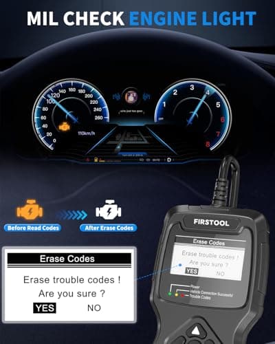 Car OBD2 Scanner, OBD2 Scanner Diagnostic Code Reader Tool with I/M Readiness, Data Stream, Battery Tester, Check Engine Light with Reset, OBDII/EOBD Car Diagnostic Scanner for All Vehicles After 1996 - Thumbnail 3
