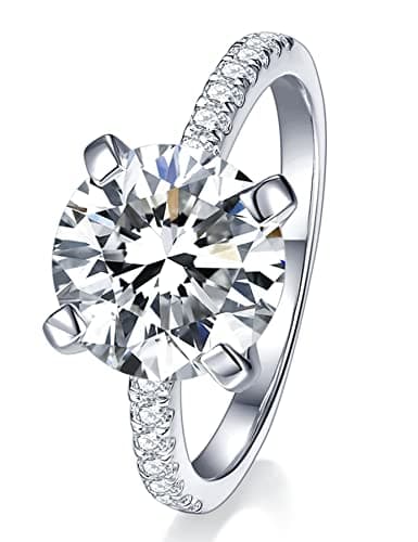 IMOLOVE Moissanite Engagement Ring for Women 3CT Promise Rings Sterling Silver with White Gold Plated-90C - Image 1